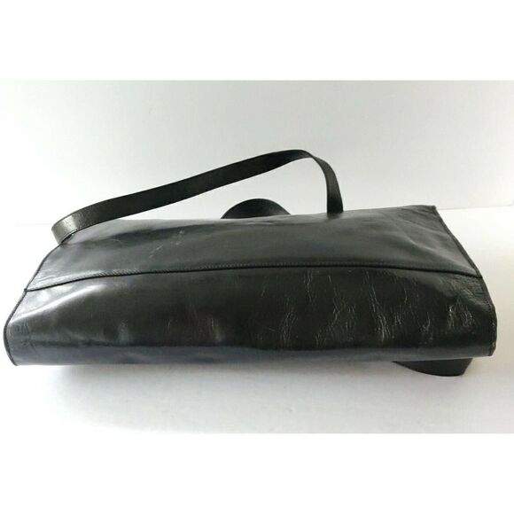 MICHAEL ROME M. FINE BLACK GENUINE LEATHER FLAP BUSINESS TOTE SHOULDER BAG CASE - Picture 7 of 10